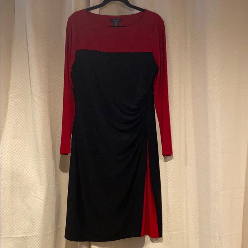 Chaps Long Sleeve Color Block Dress